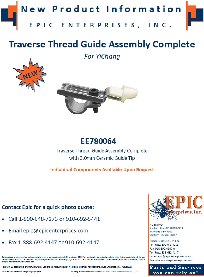 Thread Traverse Technical Information About Spare parts, tensors, capsules, belts ...